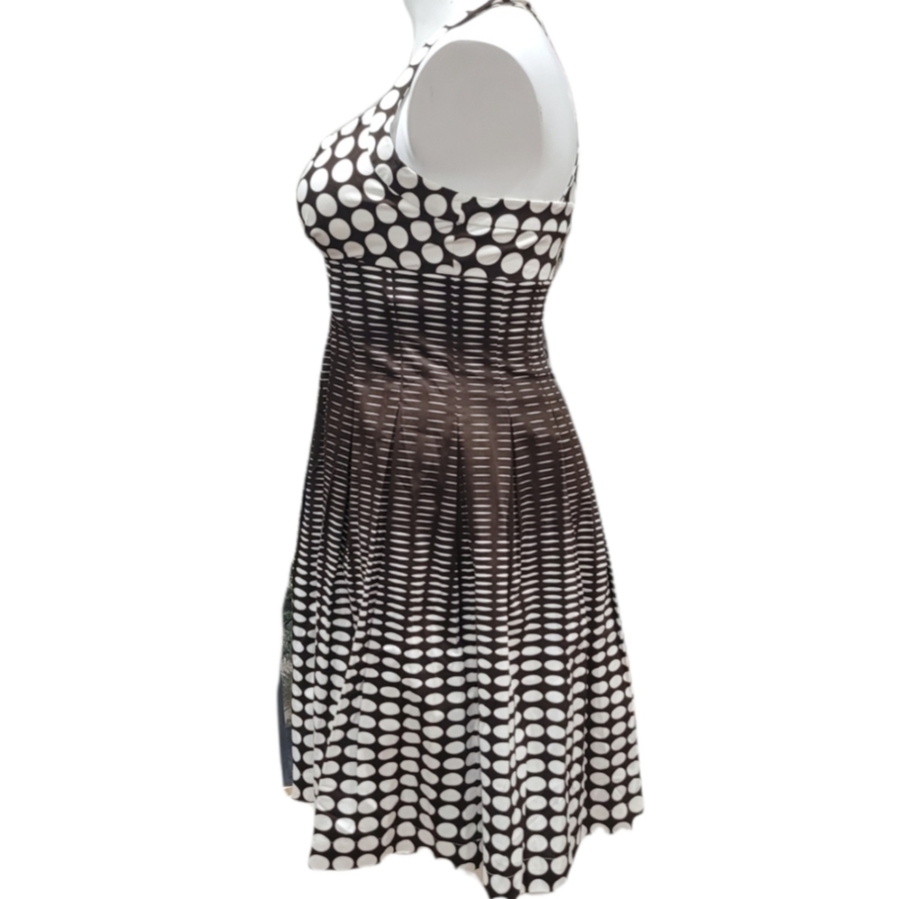 Calvin Klein Brown/White Polkadot Halter Summer Dress Women's Sz 12 - Picture 2 of 10
